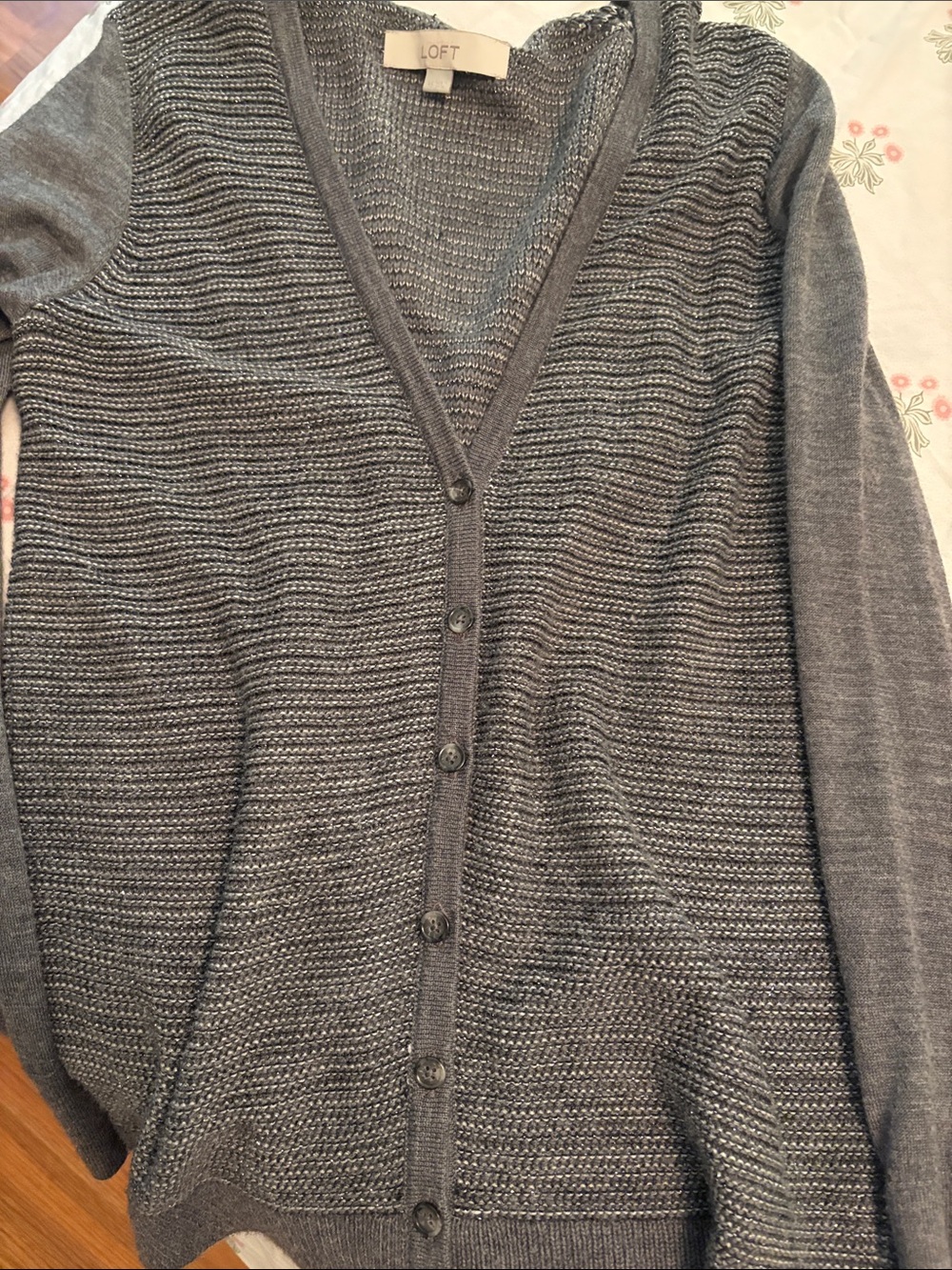LOFT Women's Magenta, gray and Lavender Button-Front Cardigans - all three - Picture 7 of 11